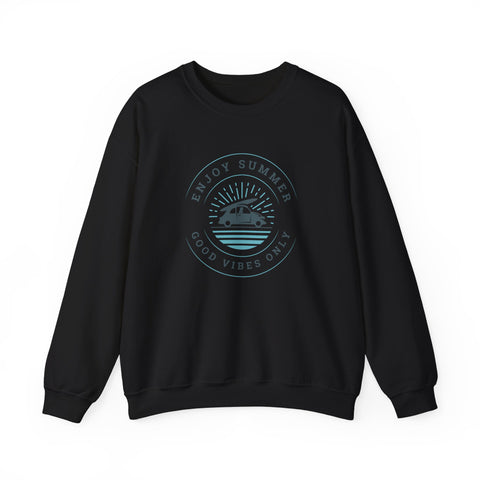Enjoy Summer Good Vibes Crewneck Sweatshirt, Unisex Summer Apparel, Casual Layering, Beach Day Outfit, Gift for Travel Lovers