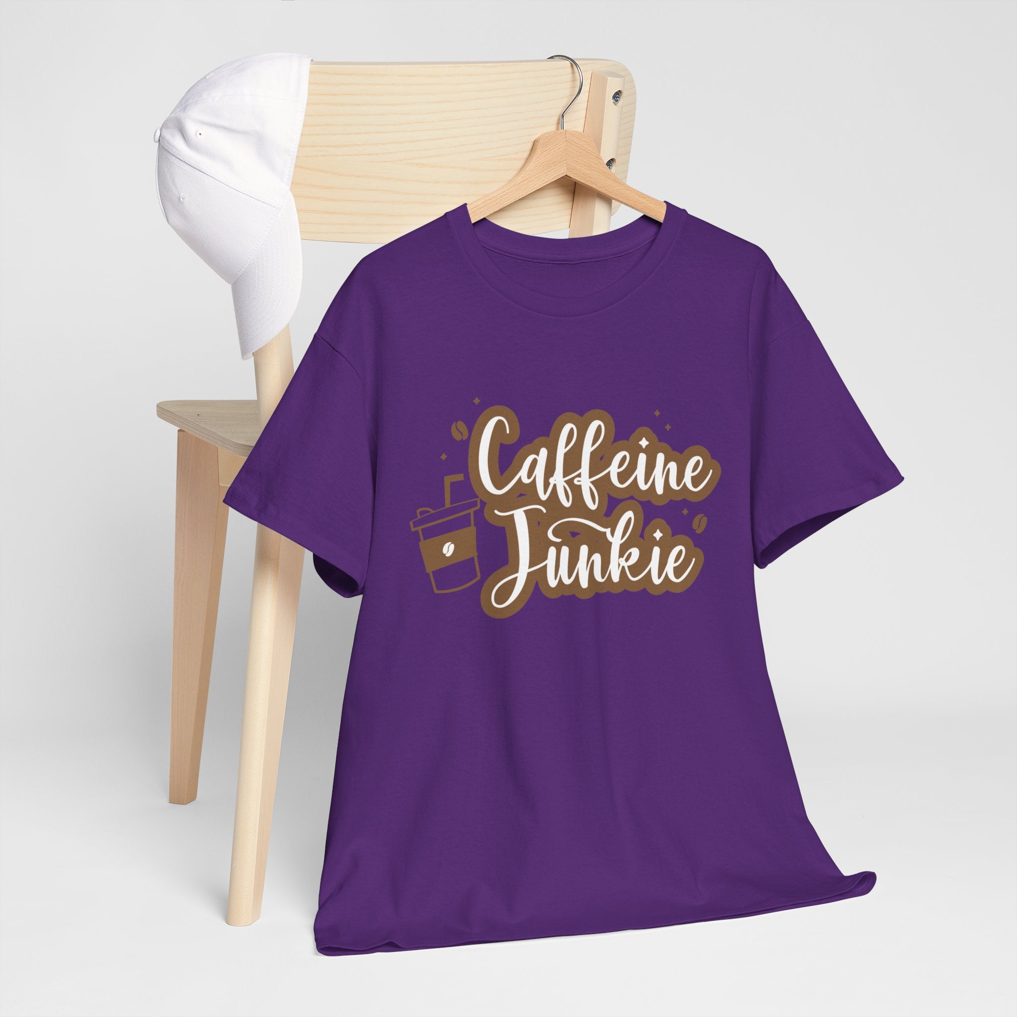 Caffeine Junkie Unisex Heavy Cotton Tee, Coffee Lover Shirt, Gift for Baristas, Comfortable Casual Wear, Daily Essentials