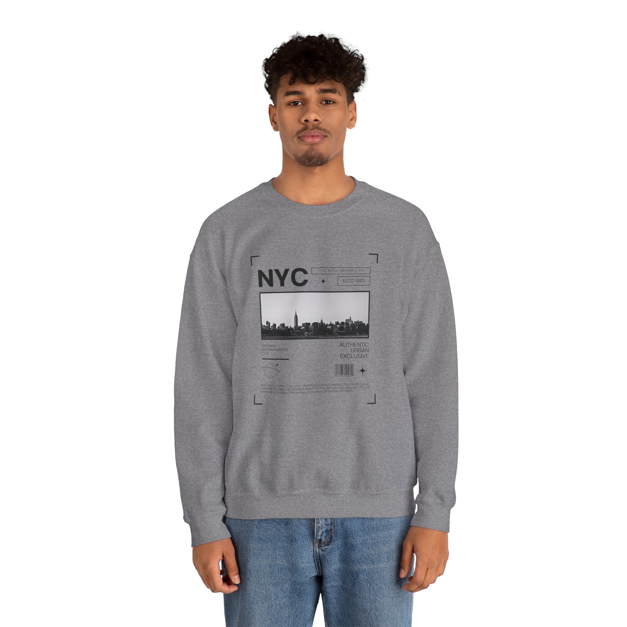 NYC Graphic Crewneck Sweatshirt - Urban Streetwear Pullover, Gift for Travelers, Unisex Sweatshirt