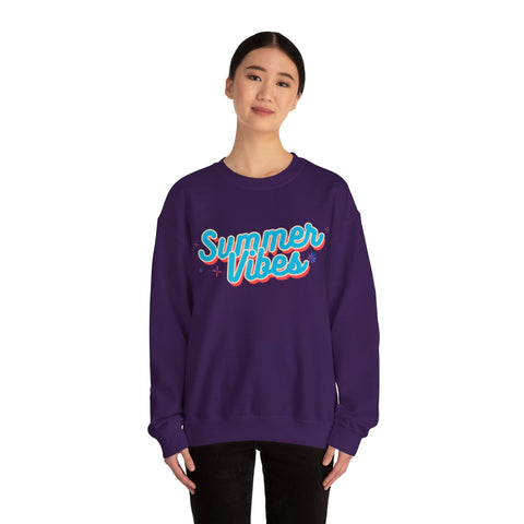 Retro Summer Vibes Crewneck Sweatshirt, Cozy Unisex Pullover, Perfect for Pool Parties, Beach Days, Summer Festivals, Gift Idea