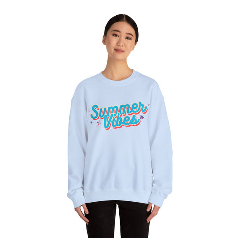 Retro Summer Vibes Crewneck Sweatshirt, Cozy Unisex Pullover, Perfect for Pool Parties, Beach Days, Summer Festivals, Gift Idea