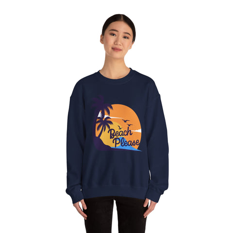 Beach Please Sweatshirt, Unisex Crewneck for Summer Vibes, Perfect for Vacations, Gifts, and Beach Days