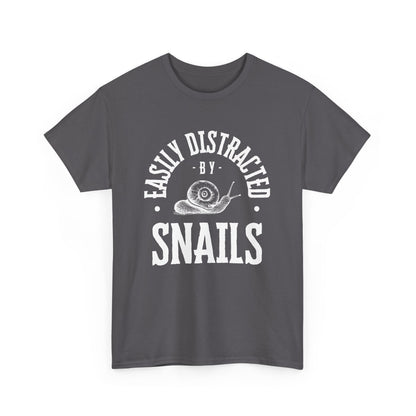 Easily Distracted by Snails Tee, Funny Snail Shirt, Unisex Graphic Tee, Gift for Snail Lovers, Nature Humor Tee, Casual Wear