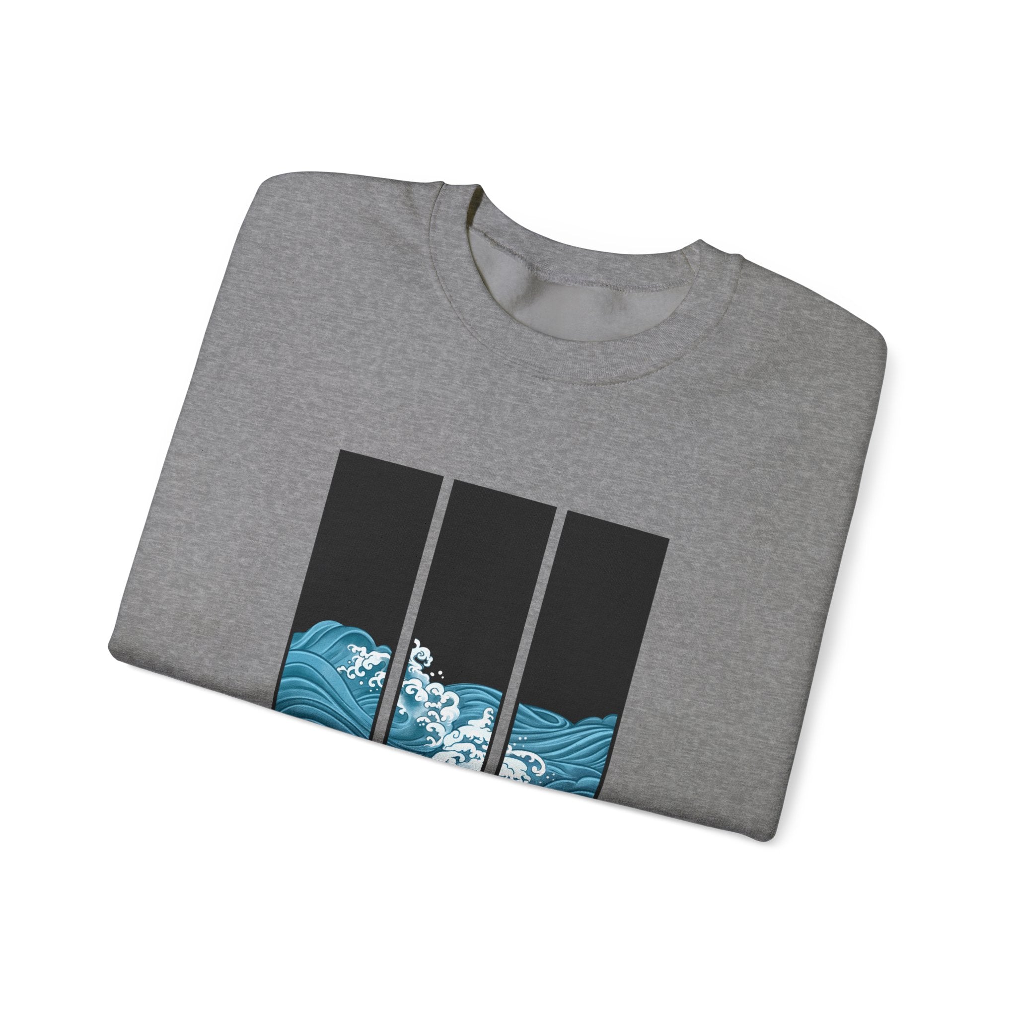 Japanese inspired Wave Art Unisex Crewneck Sweatshirt - Cozy Ocean Vibes, Perfect for Beach Lovers, Casual Wear, Summer Fashion