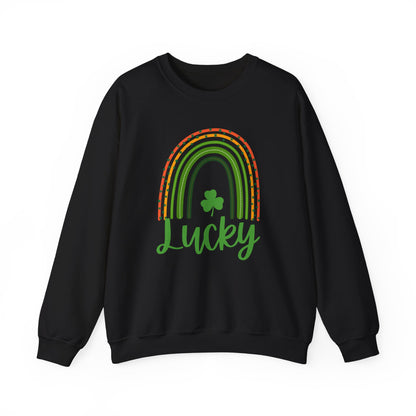 Lucky St Patrick's Day Crewneck Sweatshirt, Unisex Sweatshirt, Rainbow Sweatshirt, Green & White Sweatshirt, Holiday Gift