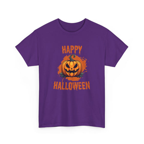 Halloween Unisex Heavy Cotton Tee, Spooky Pumpkin Graphic, Fall Festival Shirt, Halloween Party Top, Casual Autumn Apparel