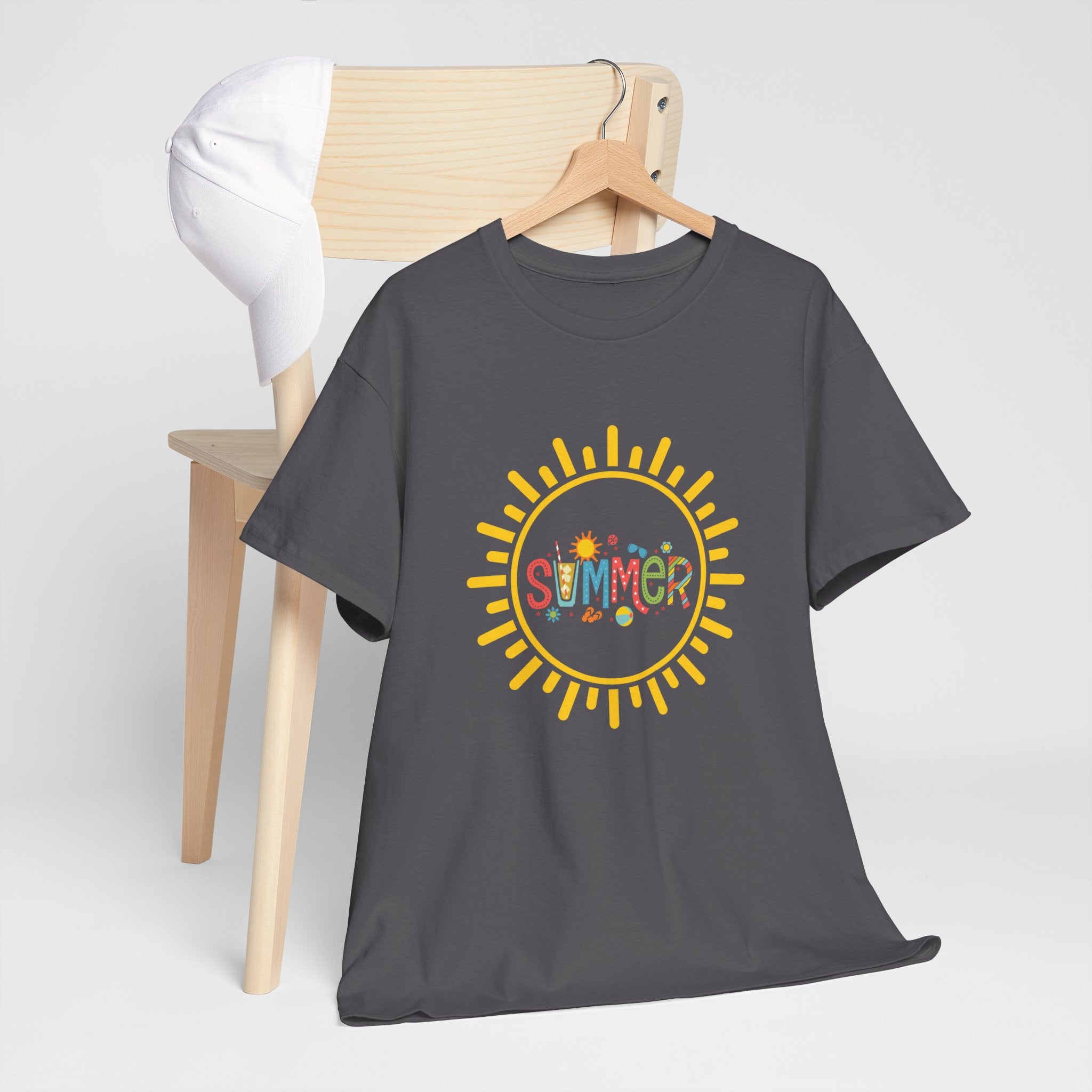 Summer Vibes Unisex Heavy Cotton Tee, Casual Summer Shirt, Retro Sunshine Tee
