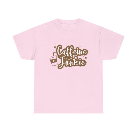 Caffeine Junkie Unisex Heavy Cotton Tee, Coffee Lover Shirt, Gift for Baristas, Comfortable Casual Wear, Daily Essentials