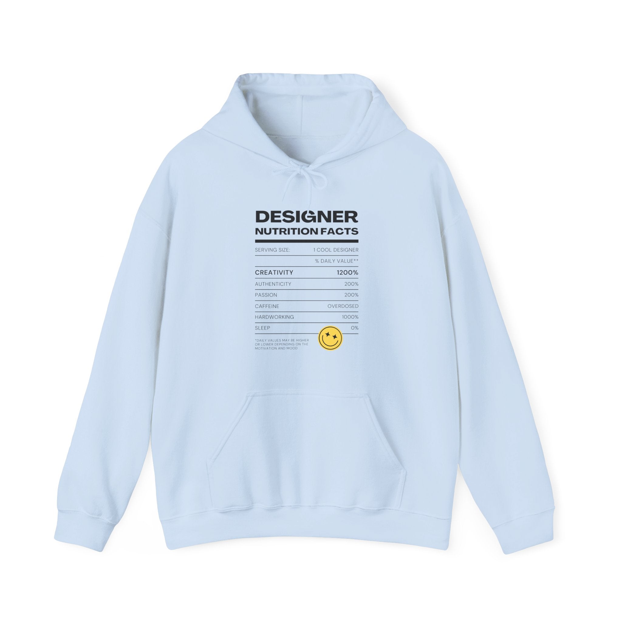 Creative Vibes Unisex Hoodie - Designer Nutrition Facts, Cozy Sweatshirt, Gift for Artists, Motivational Apparel, Inspiring Fashion