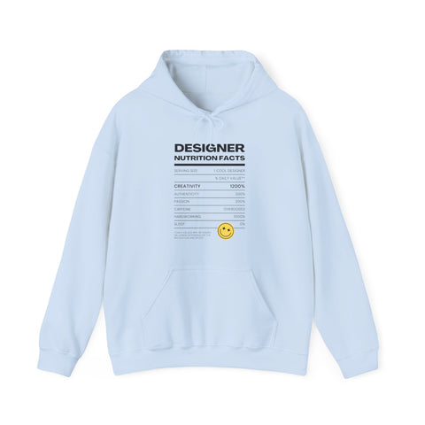 Creative Vibes Unisex Hoodie - Designer Nutrition Facts, Cozy Sweatshirt, Gift for Artists, Motivational Apparel, Inspiring Fashion
