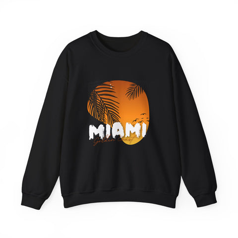 Miami Sunset Crewneck Sweatshirt, Beach Vibes Apparel, Unisex Casual Wear, Summer Fashion