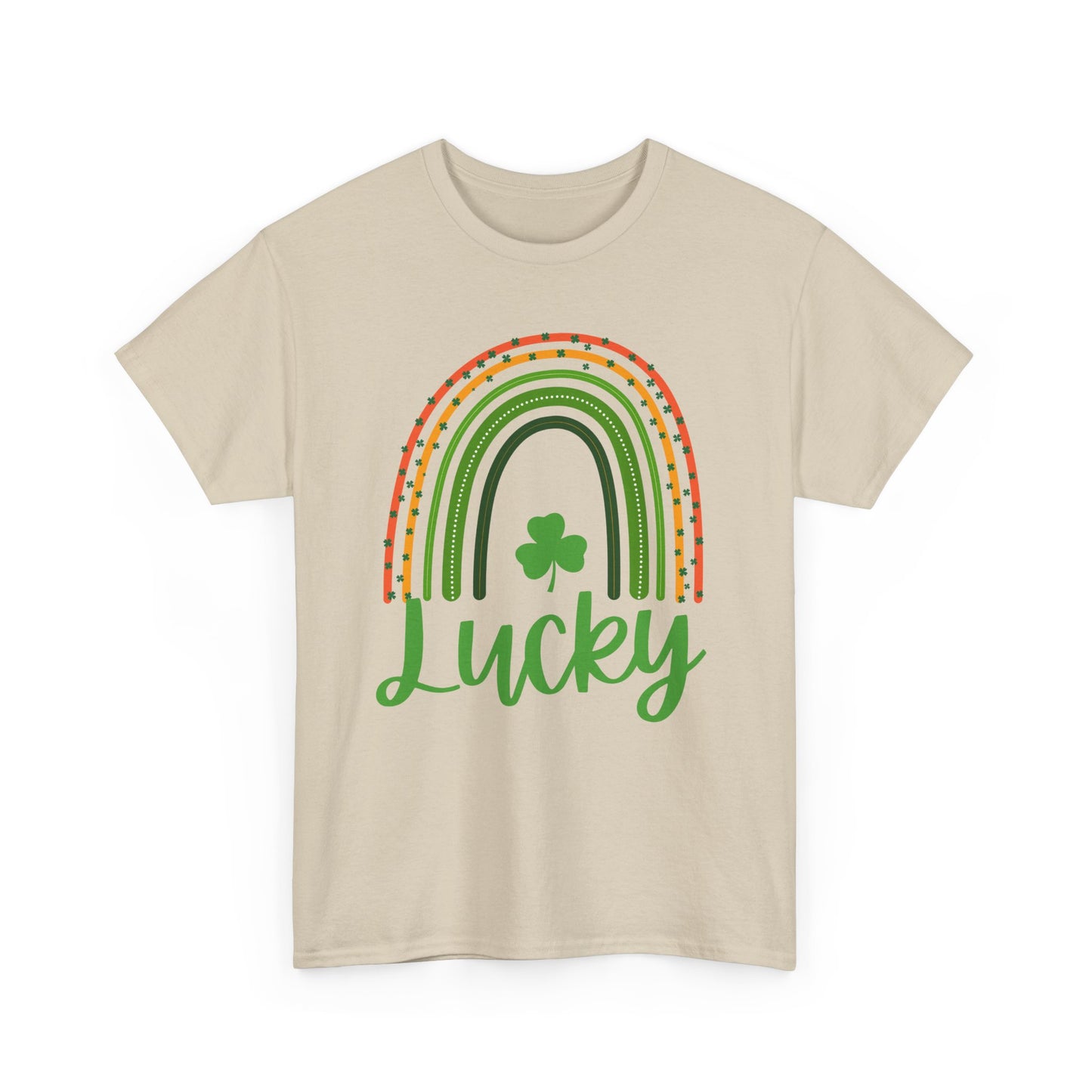 Lucky Rainbow Unisex Heavy Cotton Tee, St Patrick's Day Shirt, Gift for Friends, Everyday Tee, Casual Wear, Feel Good Fashion