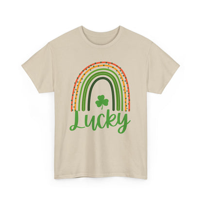 Lucky Rainbow Unisex Heavy Cotton Tee, St Patrick's Day Shirt, Gift for Friends, Everyday Tee, Casual Wear, Feel Good Fashion