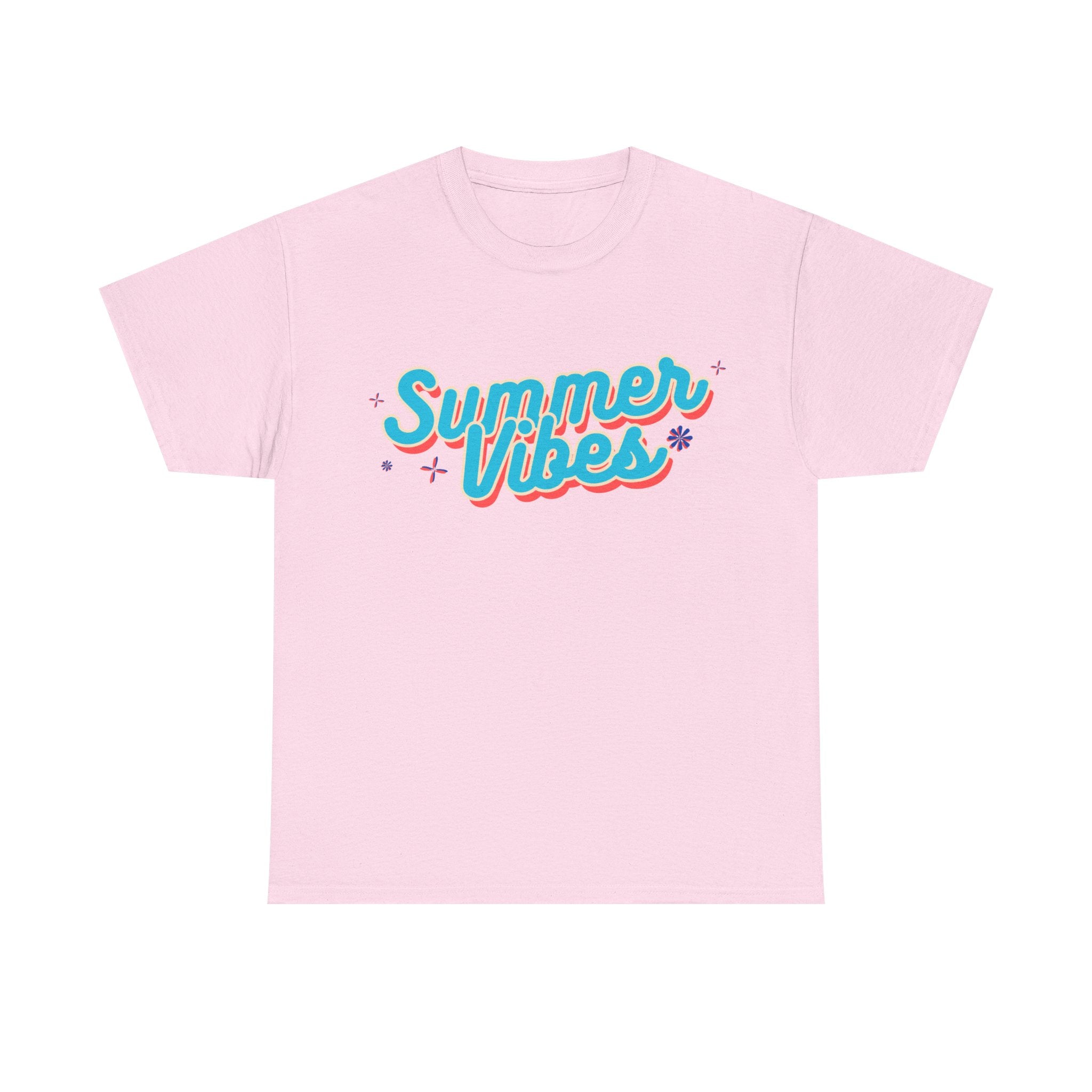 Summer Vibes Unisex Heavy Cotton Tee, Casual Summer Shirt, Beachwear, Gift for Friends, Vacation Essential, Fun Tee