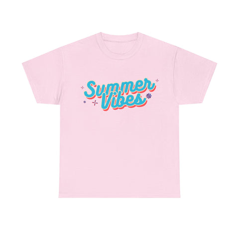 Summer Vibes Unisex Heavy Cotton Tee, Casual Summer Shirt, Beachwear, Gift for Friends, Vacation Essential, Fun Tee