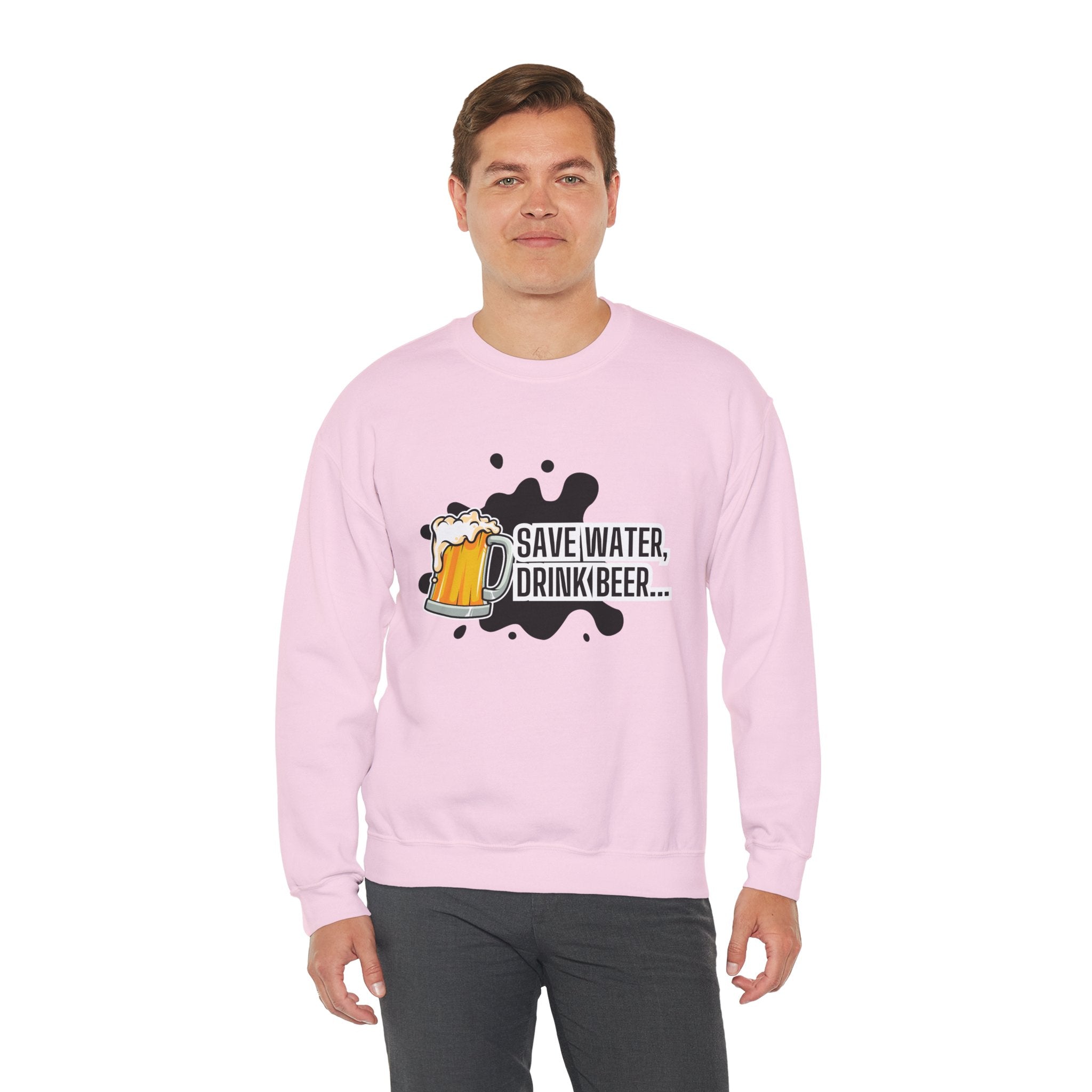 Humorous Beer Lover Sweatshirt, Save Water Drink Beer Crewneck, Gift for Beer Enthusiasts, Men's & Women's Apparel, Funny Drinking Top