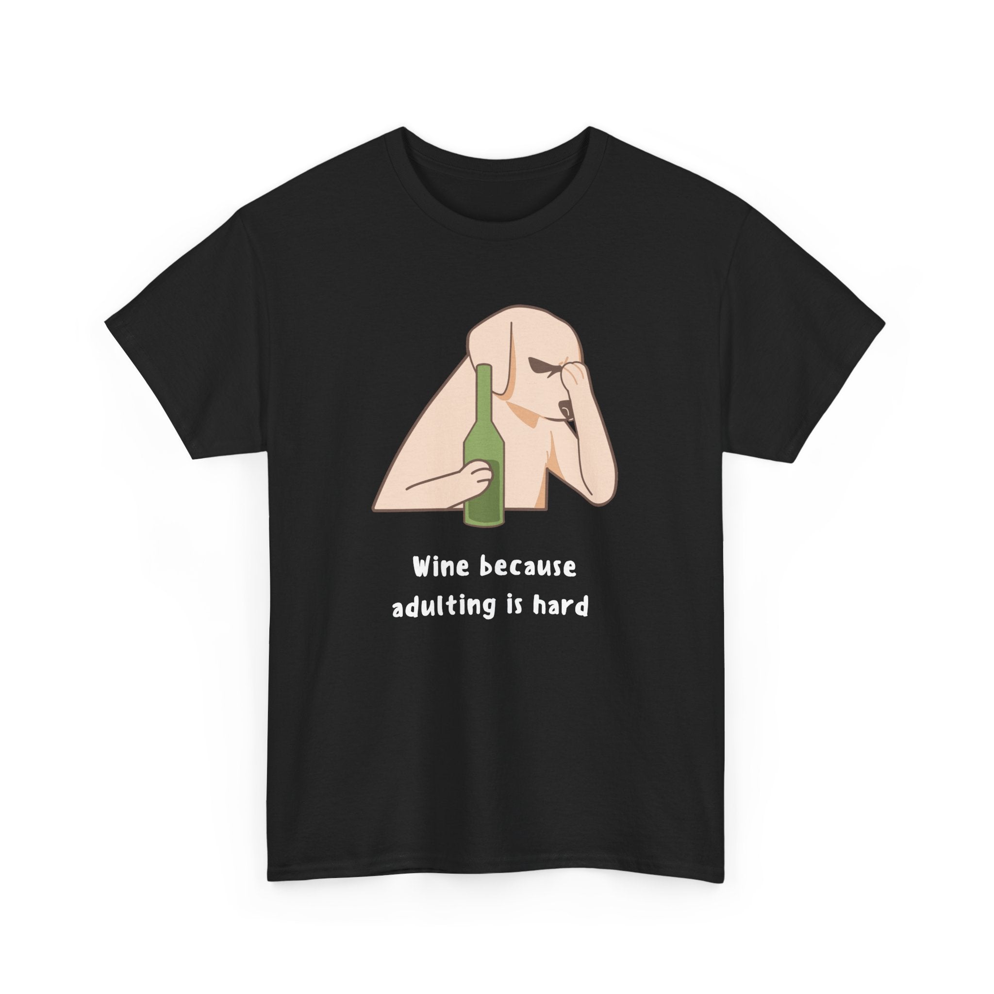 Funny Adulting Graphic Tee, Wine Lover Shirt, Humor Gift for Friends, Birthday, Relaxed Fit Unisex Cotton Top, Casual Wear