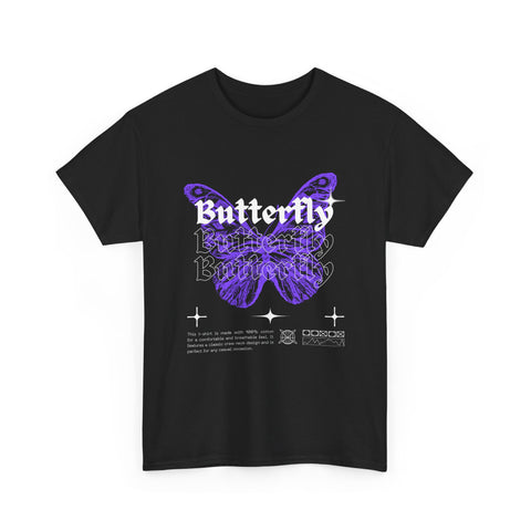 Butterfly Graphic Tee - Unisex Heavy Cotton T-Shirt, Nature Lover Gift, Casual Streetwear, Trendy Outfit, Spring Fashion