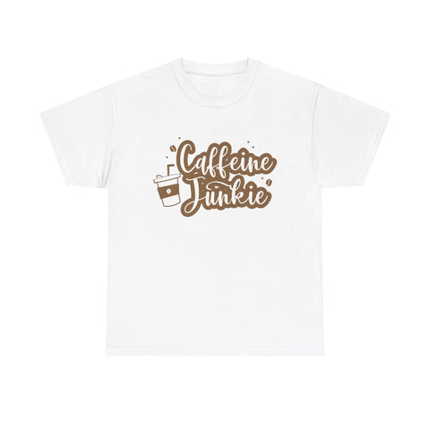 Caffeine Junkie Unisex Heavy Cotton Tee, Coffee Lover Shirt, Gift for Baristas, Comfortable Casual Wear, Daily Essentials