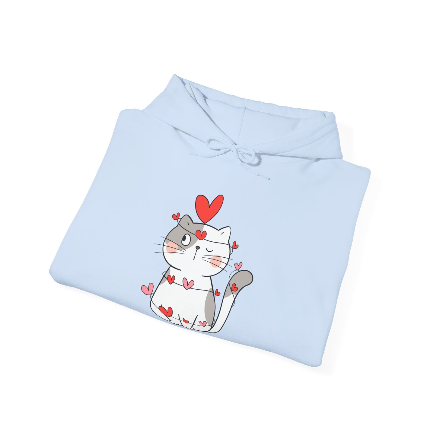 Cute Cat Valentine's Day Hoodie, Unisex Sweatshirt for Pet Lovers, Cozy Gift, Valentine's Day Apparel, Cat Lover Hoodie, Heart Design