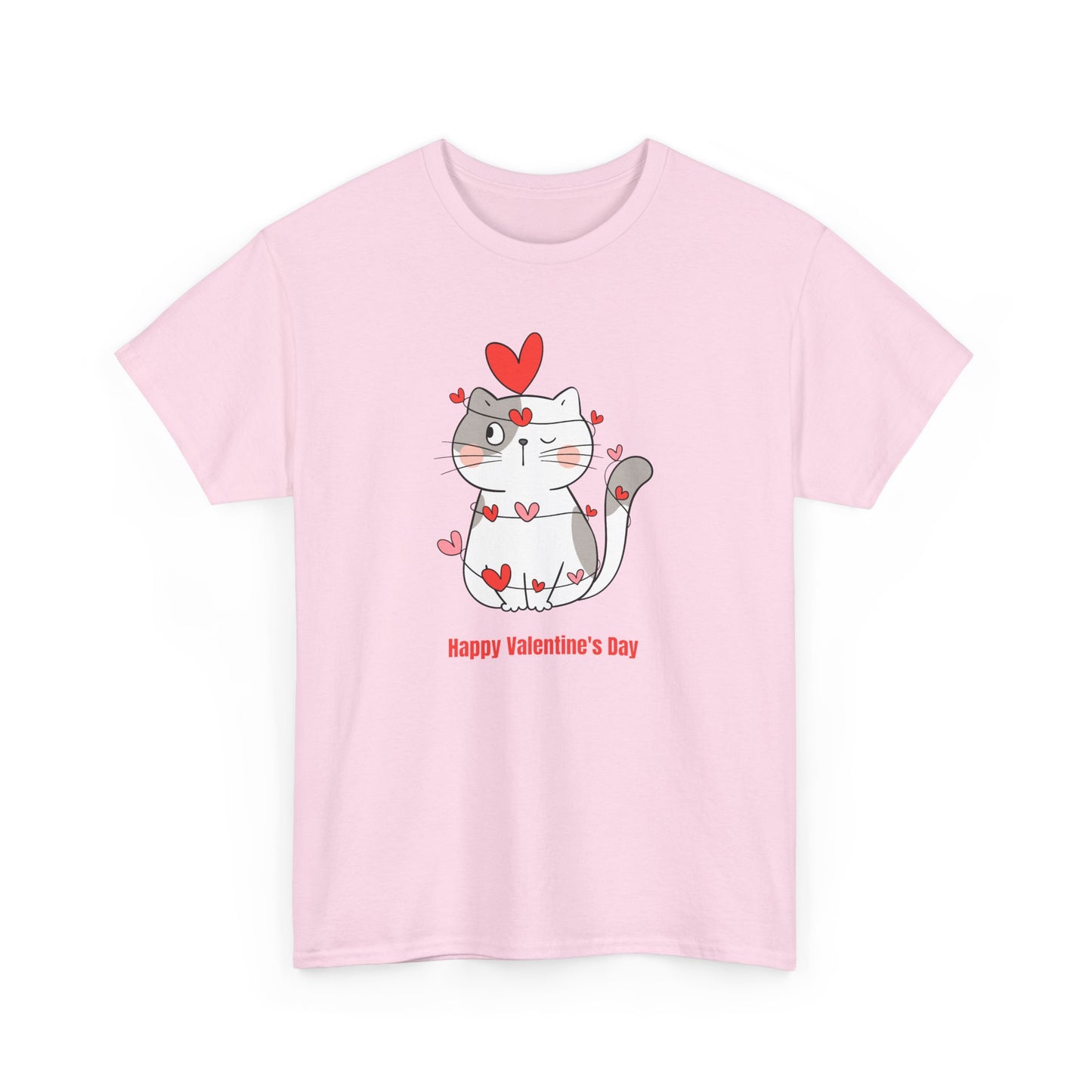 Valentine's Day Cat Tee Unisex Cotton T-Shirt for Pet Lovers Gifts for Her Cute Animal Graphic Shirt Valentine's Day