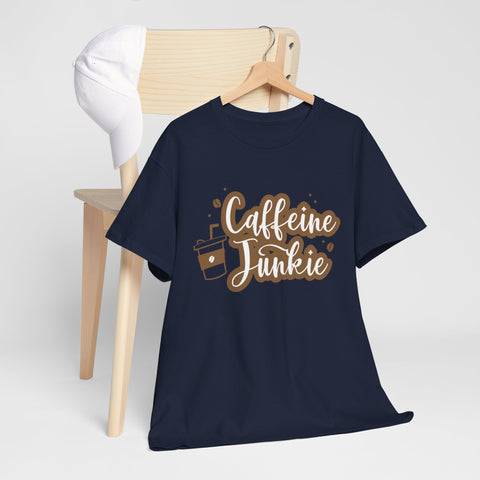 Caffeine Junkie Unisex Heavy Cotton Tee, Coffee Lover Shirt, Gift for Baristas, Comfortable Casual Wear, Daily Essentials