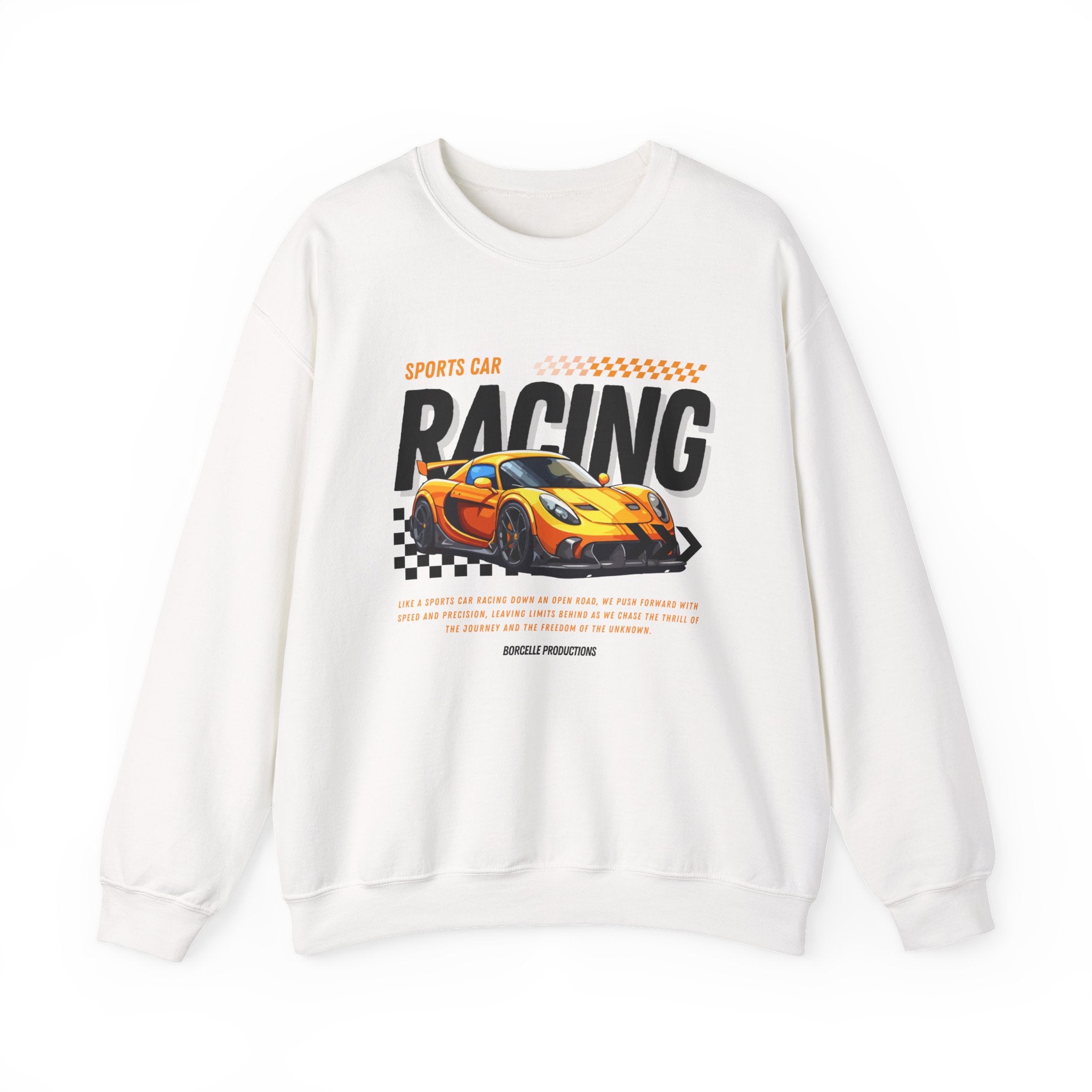 Sporty Racing Sweatshirt for Car Enthusiasts, Unisex Crewneck Pullover, Perfect for Racing Events, Casual Wear