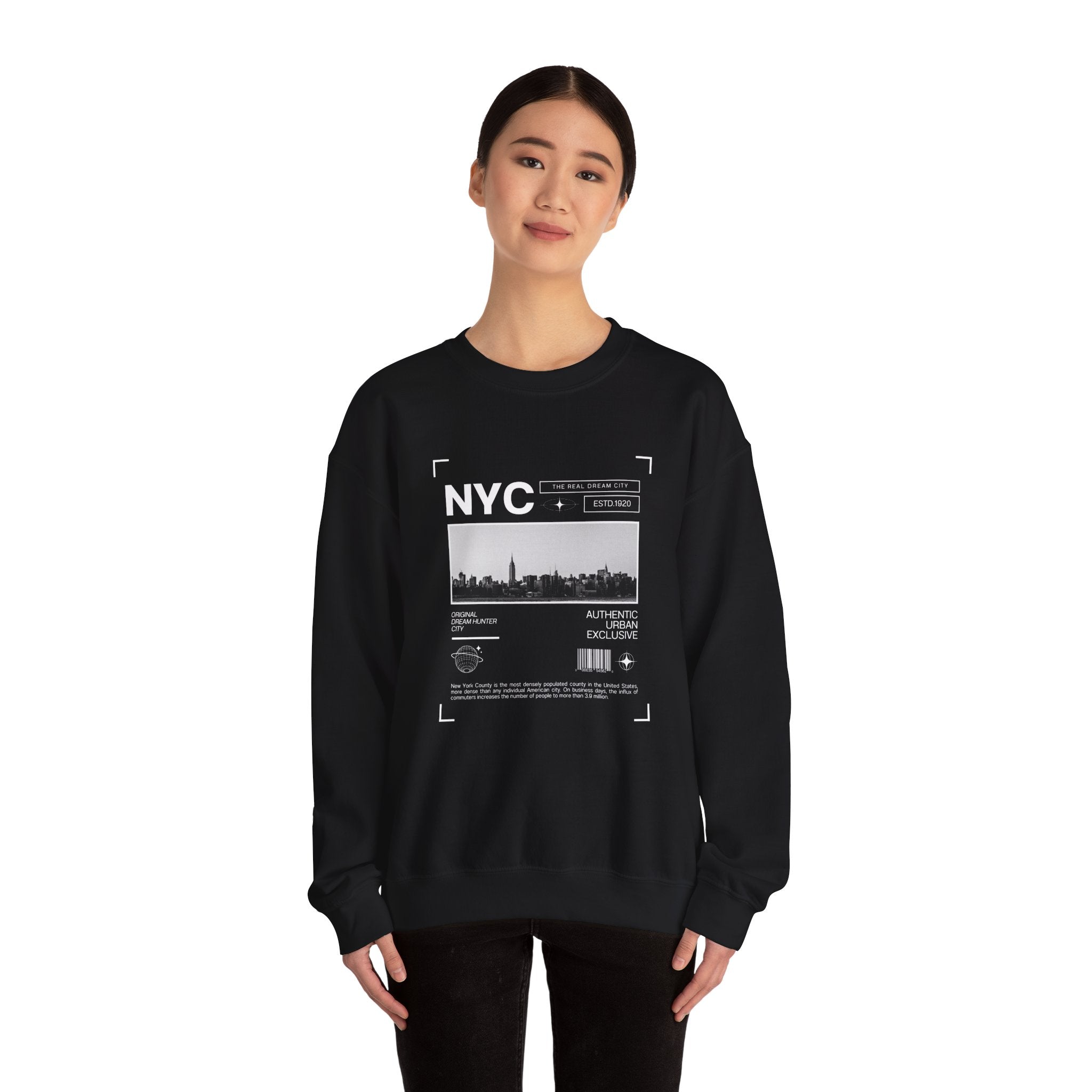 NYC Graphic Crewneck Sweatshirt - Urban Streetwear Pullover, Gift for Travelers, Unisex Sweatshirt