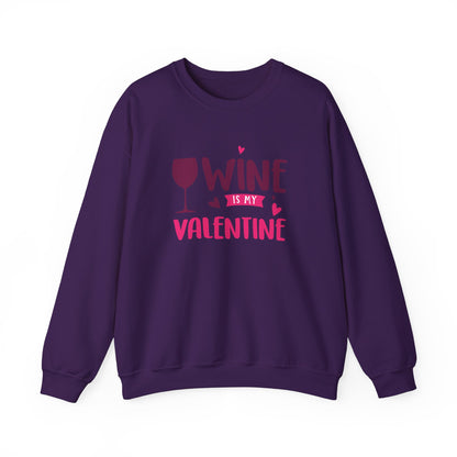 Wine is My Valentine Sweatshirt | Cozy Valentine's Day Gift, Cute Couples Apparel, Funny Wine Lover Sweater, Unisex Crewneck