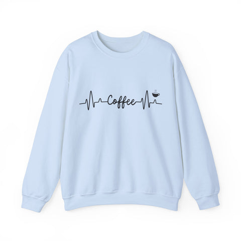 Coffee Heartbeat Crewneck Sweatshirt, Cozy Gift for Coffee Lovers, Unisex Pullover, Casual Wear, Perfect for Gifting