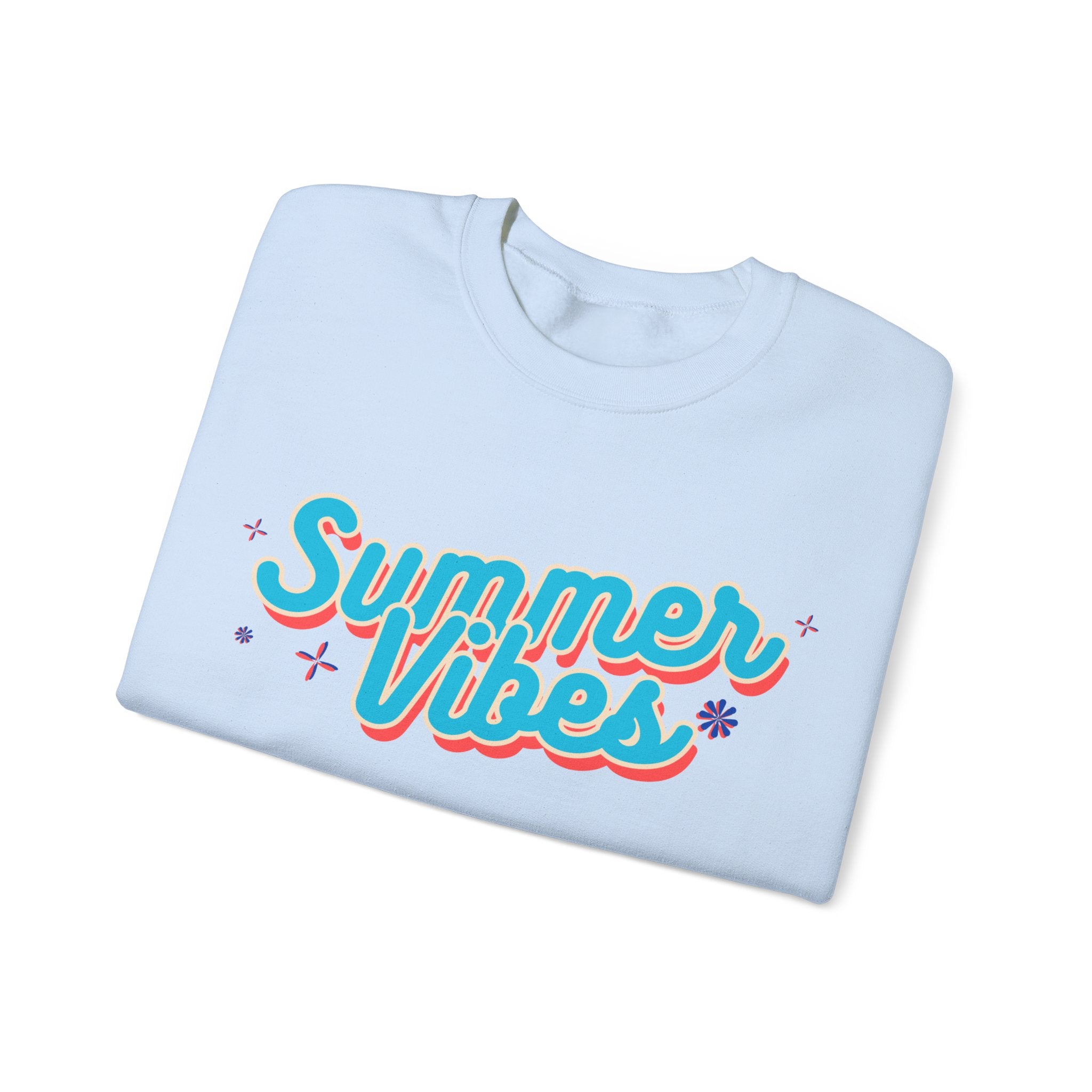 Retro Summer Vibes Crewneck Sweatshirt, Cozy Unisex Pullover, Perfect for Pool Parties, Beach Days, Summer Festivals, Gift Idea