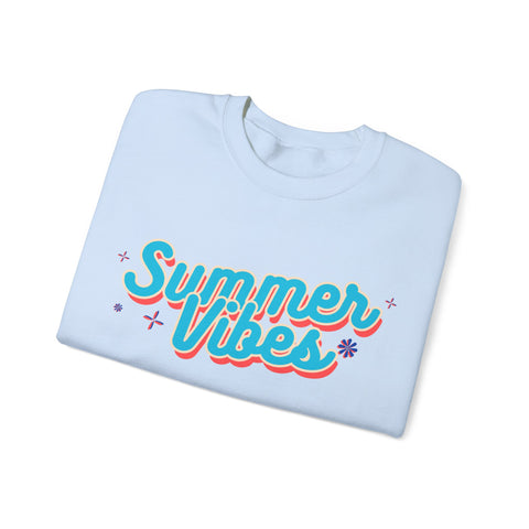 Retro Summer Vibes Crewneck Sweatshirt, Cozy Unisex Pullover, Perfect for Pool Parties, Beach Days, Summer Festivals, Gift Idea
