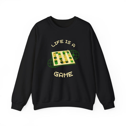 Game Board Life Is a Game Crewneck Sweatshirt, Casual Fun Gaming Sweatshirt