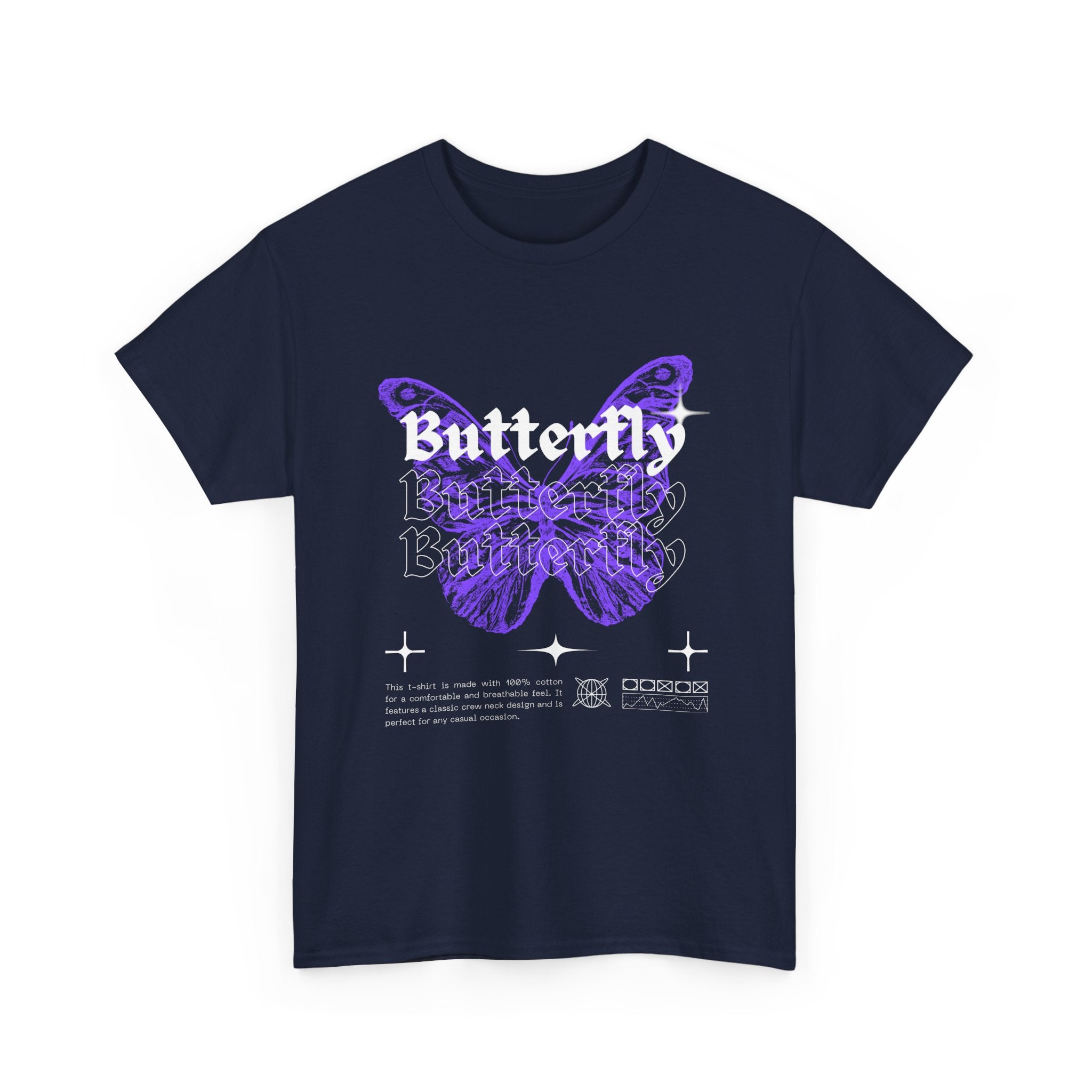 Butterfly Graphic Tee - Unisex Heavy Cotton T-Shirt, Nature Lover Gift, Casual Streetwear, Trendy Outfit, Spring Fashion