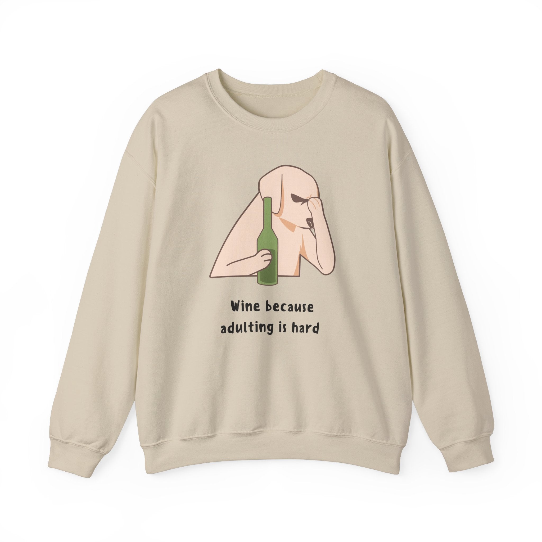 Funny Dog Sweatshirt - "Wine because adulting is hard" - Gift for Dog Lovers, Humorous Apparel, Cozy Unisex Sweatshirt