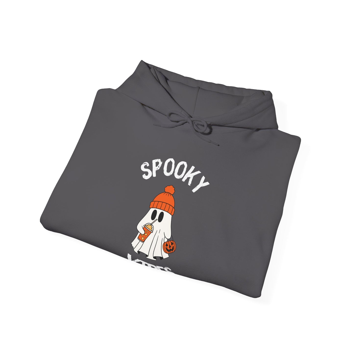 Spooky Vibes Unisex Heavy Blend™ Hooded Sweatshirt, Halloween Hoodie, Cozy Fall Sweatshirt, Ghost Graphic Pullover, Casual Autumn Wear,