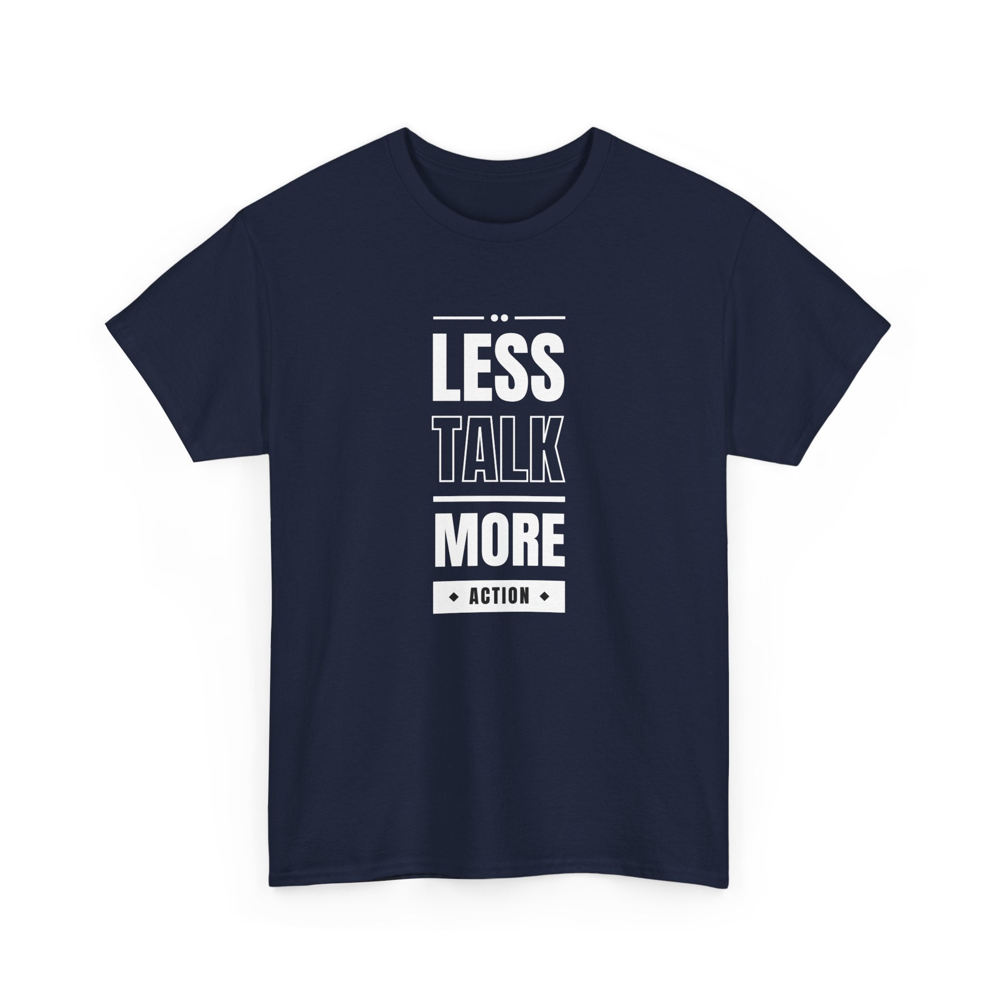 Motivational Unisex Heavy Cotton Tee | Less Talk More Action T-Shirt | Casual Wear, Gift for Him, Gift for Her, Fitness Enthusiast,