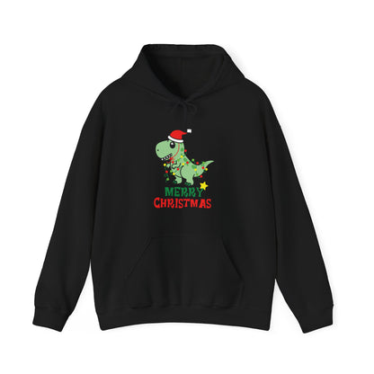 Dinosaur Christmas Hoodie, Merry Christmas Sweatshirt, Holiday Gift, Cute Dino Apparel, Unisex Pullover