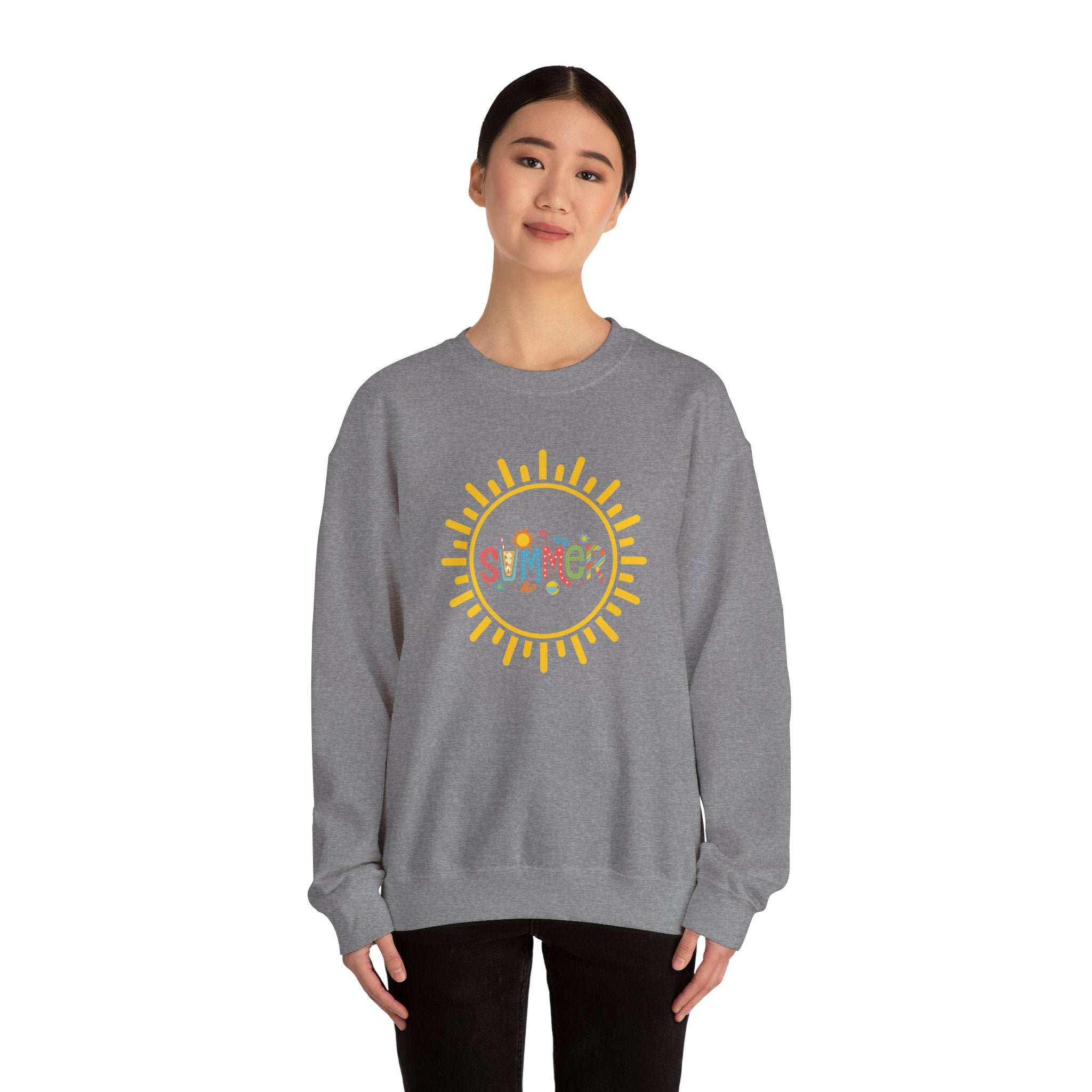 Cheerful Summer Sun Sweatshirt, Cozy Crewneck, Unisex Pullover, Vacation Wear