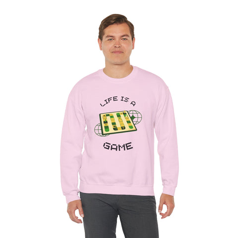 Game Board Life Is a Game Crewneck Sweatshirt, Casual Fun Gaming Sweatshirt