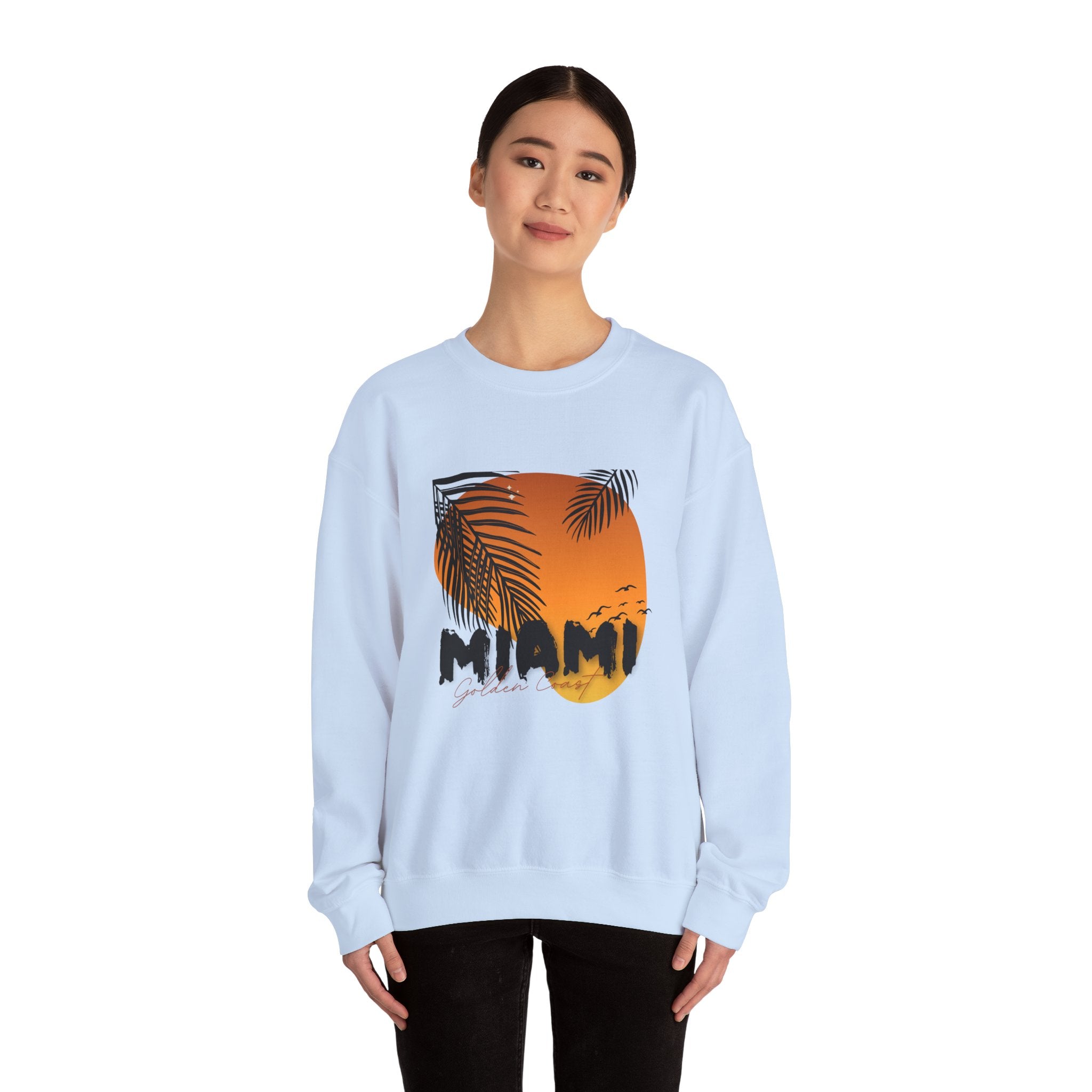 Miami Sunset Crewneck Sweatshirt, Beach Vibes Apparel, Unisex Casual Wear, Summer Fashion