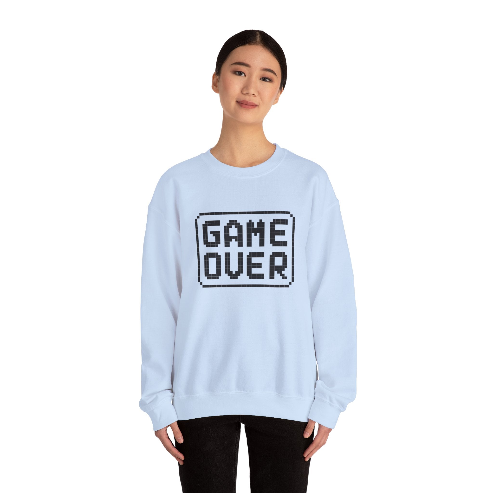 Pixel Art Game Over Sweatshirt, Retro Gaming Sweater, Cozy Unisex Pullover, Perfect Gift for Gamers, Versatile Casual Wear