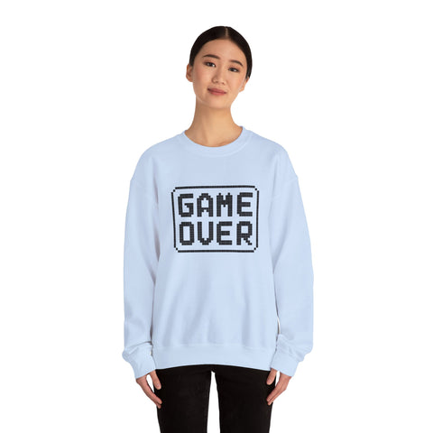 Pixel Art Game Over Sweatshirt, Retro Gaming Sweater, Cozy Unisex Pullover, Perfect Gift for Gamers, Versatile Casual Wear