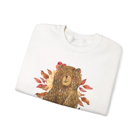 Cozy Bear Sweatshirt for Autumn, Unisex Crewneck with Fall Vibes, Ideal for Thanksgiving, Casual Wear