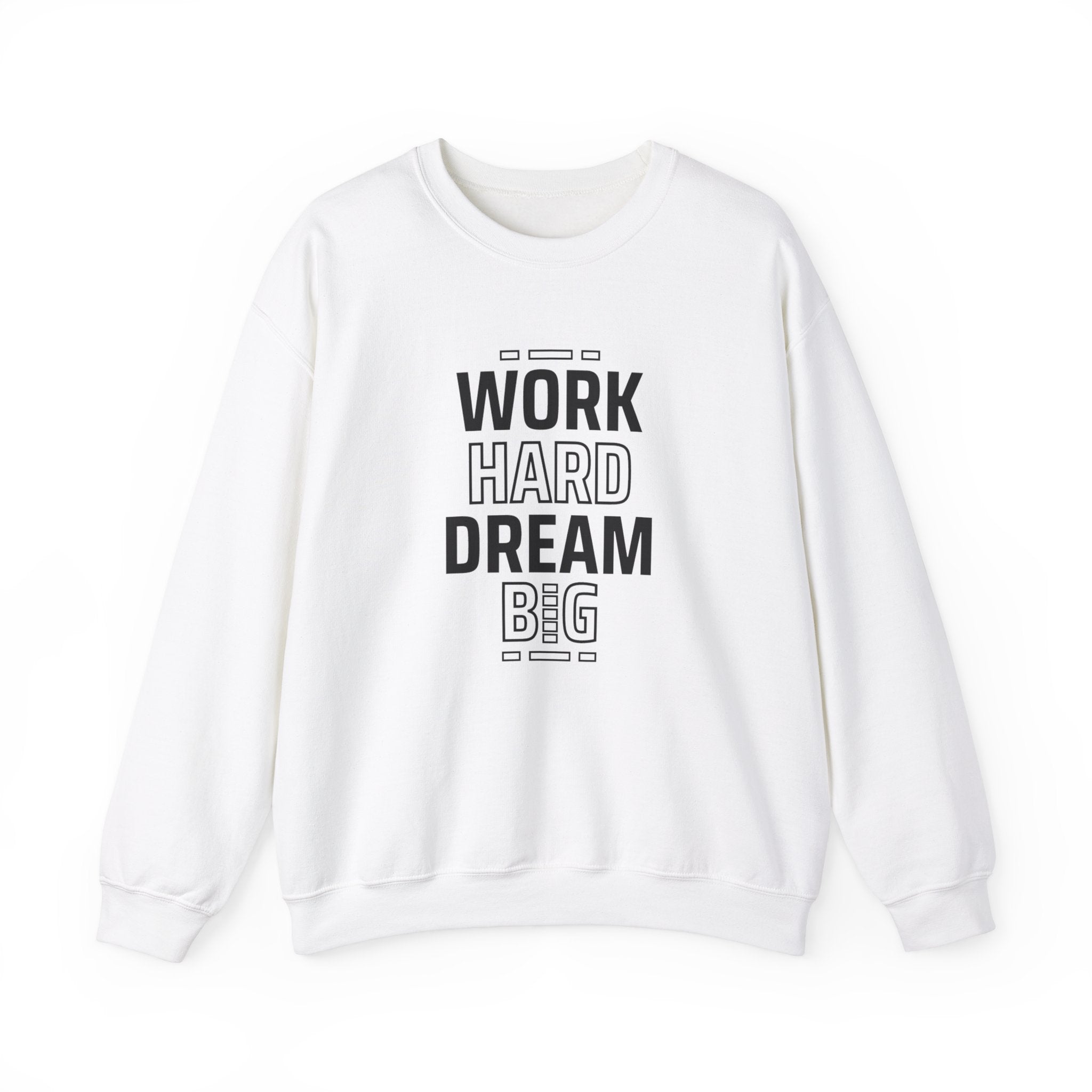 Motivational Crewneck Sweatshirt - Work Hard Dream Big - Gift for Students, Athletes - Cozy Casual Wear, Everyday Inspirational Jumper,