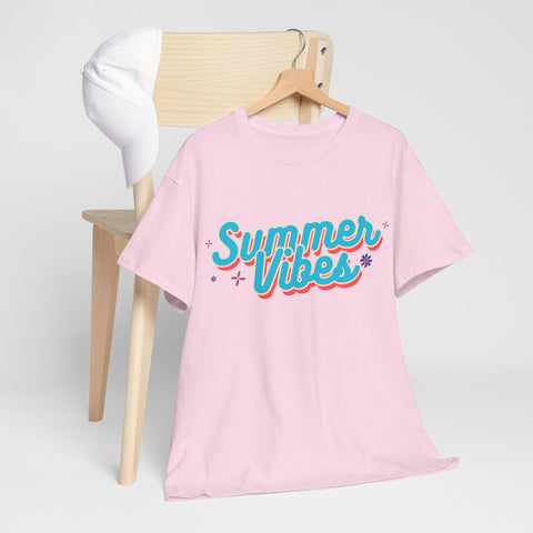 Summer Vibes Unisex Heavy Cotton Tee, Casual Summer Shirt, Beachwear, Gift for Friends, Vacation Essential, Fun Tee