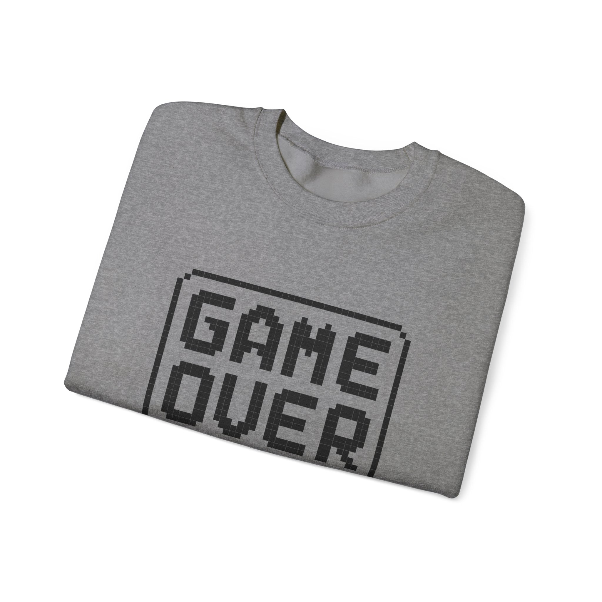 Pixel Art Game Over Sweatshirt, Retro Gaming Sweater, Cozy Unisex Pullover, Perfect Gift for Gamers, Versatile Casual Wear