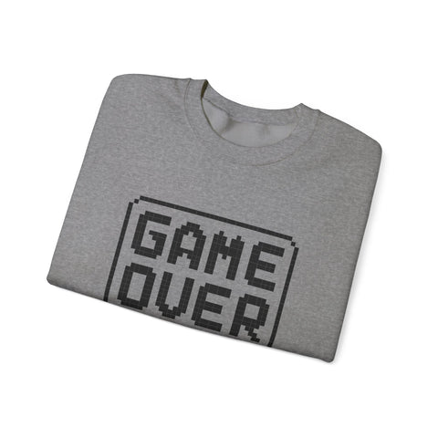 Pixel Art Game Over Sweatshirt, Retro Gaming Sweater, Cozy Unisex Pullover, Perfect Gift for Gamers, Versatile Casual Wear