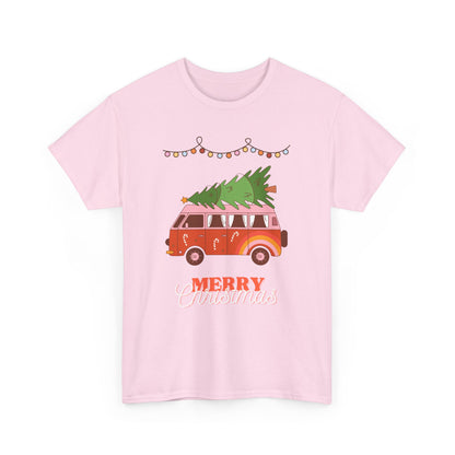 Merry Christmas Unisex Heavy Cotton Tee, Retro Holiday Shirt, Christmas Gift, Cute Tee, Festive Apparel, Winter Outfit