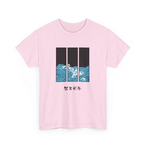 Ocean Wave Unisex Heavy Cotton Tee, Casual Summer Shirt, Gift for Ocean Lovers, Relaxed Fit Tee, Graphic T-Shirt - Japanese Inspired Design
